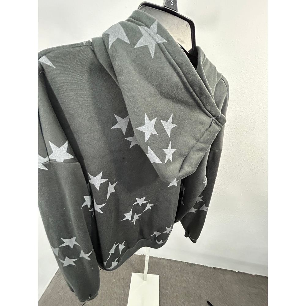 Unbranded Black Star Print Full Zip Hoodie Streetwear Y2K Fleece Sweatshirt M